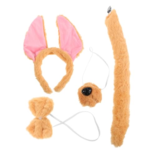 Amosfun Hundeohren Stirnband Mit Welpenohren Inklusive Nase Und Fliege Für Tier-Cosplay Unisex-verkleidungszubehör Für Halloween Party Karneval von Amosfun