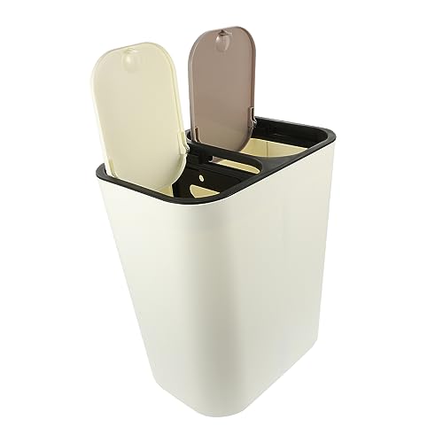 Amosfun Dualer Abfalleimer mit Deckel Kompakter Mülleimer für Küchen Bad und Büro Hygienischer Abfallbehälter für Trockene und Feuchte Abfälle Design Elfenbeinweiß Amosfun Dualer Abfalleimer mit Deckel Kompakter Mülleimer für Küchen Bad und Büro Hygienischer Abfallbehälter für Trockene und Feuchte Abfälle Design Elfenbeinweiß von Amosfun