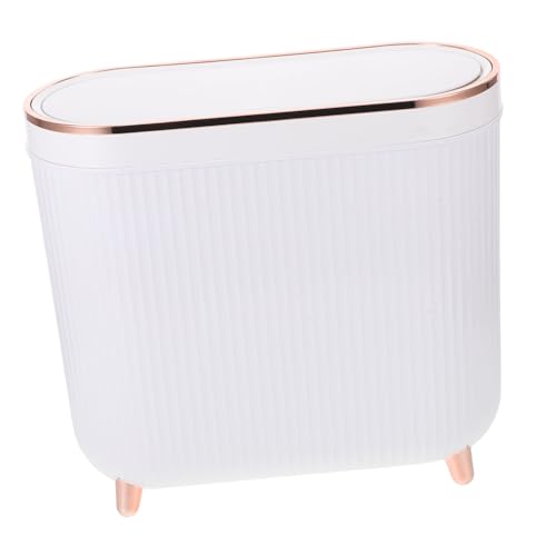 Amosfun Eleganter Badezimmer Abfallbehälter mit Geruchsverschluss Schlanker Mülleimer mit Deckel Schmaler Abfallbehälter für Kleine Räume Stilvoller Kunststoff Müllkübel für Bad Toilette von Amosfun