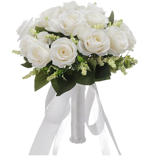 Amosfun Eleganter Hochzeitsstrauß Künstliche Rosen Blumenstrauß Für Die Braut Mit Hochzeitsbedarf Weiße Dekorationsblumen Amosfun Eleganter Hochzeitsstrauß Künstliche Rosen Blumenstrauß Für Die Braut Mit Hochzeitsbedarf Weiße Dekorationsblumen von Amosfun