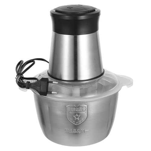 Amosfun Elektrischer Edelstahl Zerkleinerer Gang Drehzahlregler Multifunktionaler Fleischwolf Automatischer Zwiebel Knoblauchschneider Vielseitiger Küchenzerkleinerer für Gemüse und von Amosfun