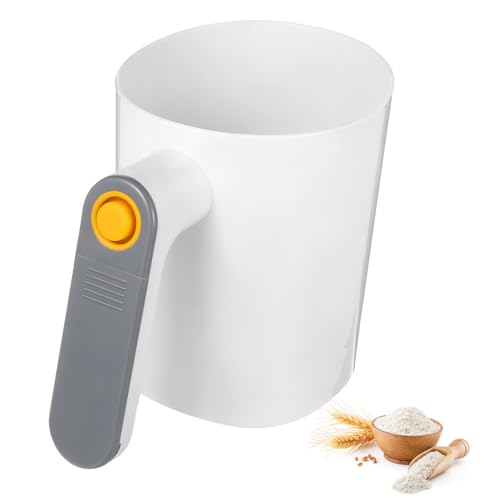 Amosfun Elektrischer Mehlsieber gemacht Werkzeug Blumensieb Handbackgerät Mehlsieb für die Küche Kuchenmehl zum Backen Tragbarer Mehlschwerter elektrisches Gebäcksieb Rostfreier Stahl Weiß von Amosfun