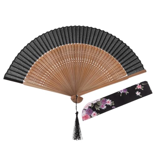 Amosfun Faltbarer Handfächer Im Chinesischen Stil Handgefertigter Fächer Mit Tasche Zum Tanzen Und Fotografieren von Amosfun