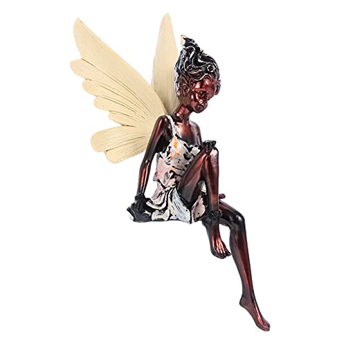 Amosfun Fee Engel Harz Statue Garten Figurine für Garten Rasen Hof Kunst Veranda Terrasse Outdoor Home Tisch Ornamente Kupfer von Amosfun