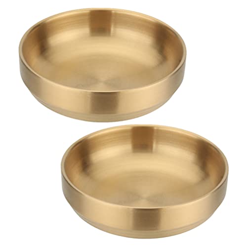 Amosfun Gewürzschale So?enschale 9cm Edelstahl Dipschalen Golden 2 Stück Kleine Servierschalen Salatso?e Saucen Sojasauce Ketchup Gewürz Dessert Sushi Soja Sch?lchen Dipsch?lchen von Amosfun