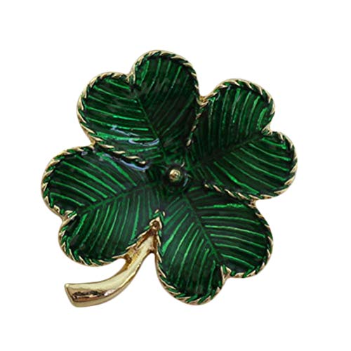 Amosfun Grünes vierblättriges Kleeblatt Brosche St. Patrick's Day Zubehör Vintage Kleeblatt Anstecker St. Patrick's Day Dekoration Geschenk von Amosfun