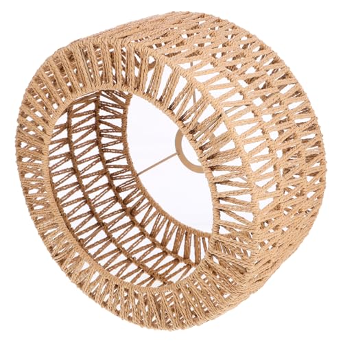 Amosfun Handgefertigter Lampenschirm aus Handgeflochtenem Strohseil Rustikale Deckenlampen-abdeckung Lichtweichend Geeignet für Schlafzimmer Wohnzimmer Hotel Restaurant Büro Stilvoll und von Amosfun