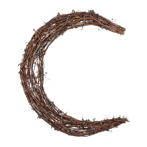Amosfun Ostertag-Dekoration, Weinreben-Kranz – Mondförmiger Rattan-Kranz-Rahmen für Bastelarbeiten, Ostertag, Heimdekoration, 30 cm von Amosfun