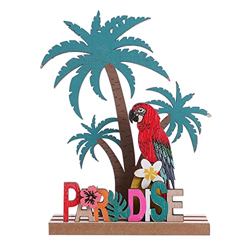 Amosfun Hawaii Holz deko Schriftzug DIY Aufsteller Tropische Kokosnussbaum Tischdeko Papagei Dekofigur Schlafzimmer Wohnzimmer Sommer Strand Dekoration Luau Party Hochzeit Ornament Geschenk von Amosfun