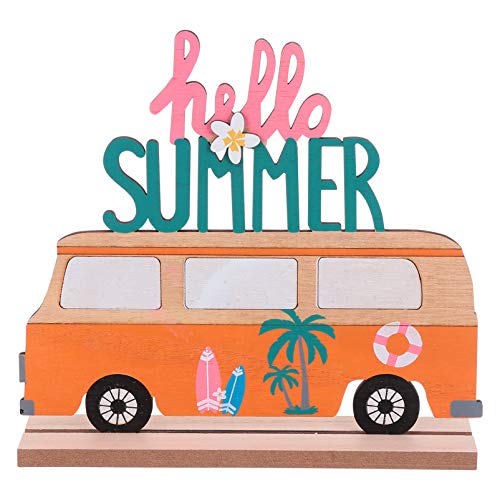 Amosfun Hawaii Holz deko Schriftzug DIY Aufsteller Tropische Tischdeko Hello Summer Bus Dekofigur Schlafzimmer Wohnzimmer Sommer Strand Dekoration Luau Party Hochzeit Ornament Geschenk von Amosfun