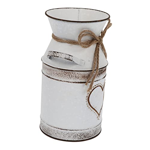 Amosfun Herzförmiges Blumenarrangement Verzinkter Blumeneimer Hohe Metallvase Esstischdekoration Vase Mit Blumenkrug Vintage Milchkanne Mittelvase Kann Vase Eisen Weiß Haushalt Blumentopf von Amosfun