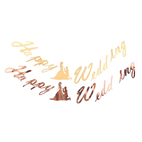 Amosfun Hochzeitsbanner Teilig Gold Roségold Festliche Dekoration für Verlobung Brautparty und Hochzeitsfeiern Premium für Wände und Decken Beeindruckende Erstellen von Amosfun
