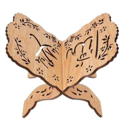 Amosfun Holz BuchstäNder Mit Hohlem Muster Quran Ständer FüR Lesen Und Dekoration Ideal FüR Ramadan Und Eid Feiern 19.5×12.6Cm von Amosfun