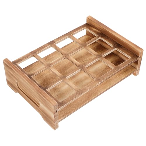 Amosfun Holz Shotglas Organizer Robuster Getränketray zur Aufbewahrung von Schnapsgläsern Stilvolles Design für Partys und Zuhause und Langlebig aus Hochwertigem Holz Gefertigt von Amosfun