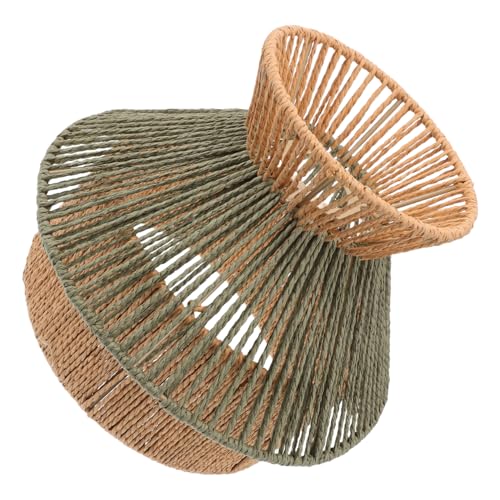Amosfun Imitation Rattan Lampenschirm Handgewebter Pendelleuchten Lampenschirm für Rustikale Raumgestaltung Vielseitig Einsetzbar Sanfte Beleuchtung für Esszimmer und Wohnzimmer von Amosfun
