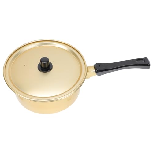 Amosfun Koreanischer Ramen-Kochtopf Aluminium-Suppenschüssel Schneller Nudelkochtopf Koreanischer Suppentopf Mit Deckel Und Griff Für Küche Camping (Golden) von Amosfun