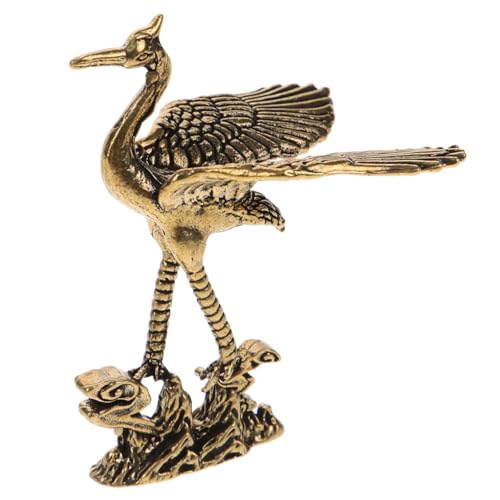 Amosfun Kranich-Statue aus Messing, Schreibtisch-Dekoration, Miniatur-Kranich-Figur, Ornament für Zuhause, Dekoration, Tee, Haustier, 4,5 x 4,5 x 1,3 cm von Amosfun