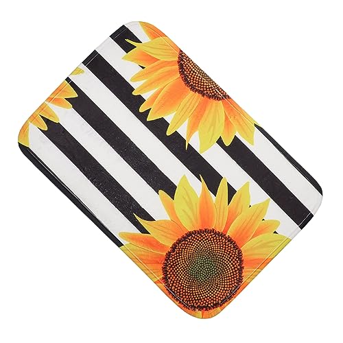 Amosfun Küchenmatte Sonnenblumen Gestreift rutschfeste Fußmatte für Bad und Küche Wasserabweisende Bodenmatte Dekorative Teppich für Flur und Zuhause von Amosfun