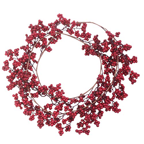 Amosfun Künstliche Beerengirlande Rote Beeren Weihnachtsgirlande 180cm Weihnachtskranz DIY Basteln Drinnen Draußen Hängende Weihnachtsdeko Weihnachtsbaumschmuck Party Wand Fenster Dekoration von Amosfun