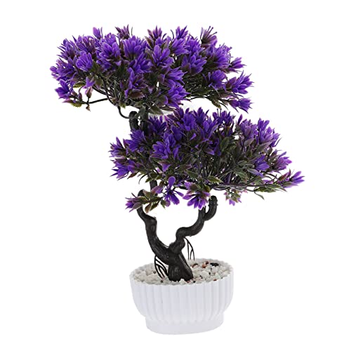 Amosfun Künstliche Desktop Schmücken Künstliche Pflanze Faux Fake Tree Künstliche Kiefer Büro Violett Plastik Bonsai von Amosfun