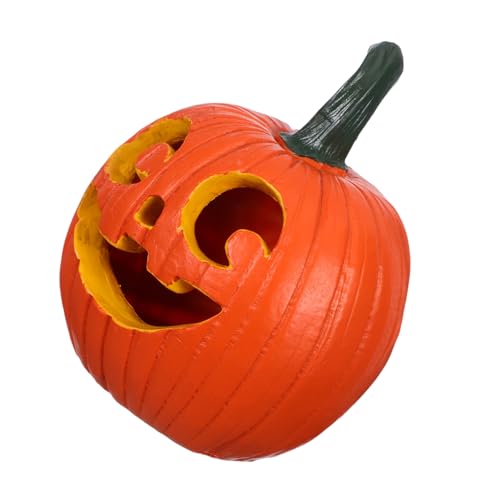 Amosfun Künstliche Kürbis Skulptur aus Resin Halloween Kürbis Statue für Desktop Bücherregal Kamin Garten Dekoration Langlebig und Farbbeständig mit Ausdrucksstarken Mustern von Amosfun