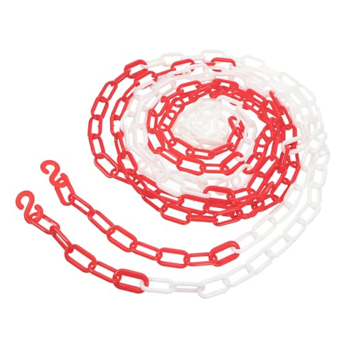 Amosfun Kunststoff Sicherheitskette Rot Weiß Absperrkette Warnkette für Verkehrsabsicherung Menschenkontrolle und Bereichsabgrenzung Vielseitig Einsetzbare Barrierekette für Baustellen von Amosfun