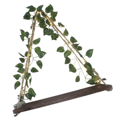 Amosfun LED Wandregal Für Pflanzen Hängendes Holzregal Mit Integrierter LED Beleuchtung Für Badezimmer Dekorative Wandhalterung Für Kunstpflanzen von Amosfun