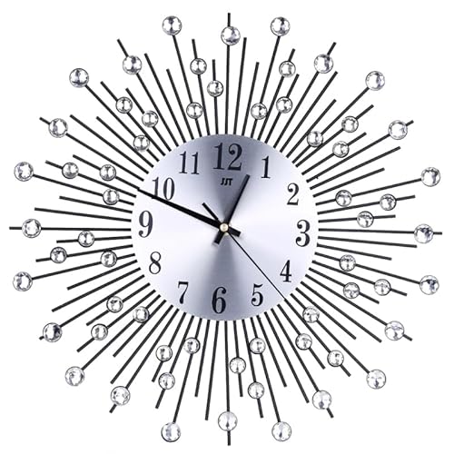 Amosfun Leise Wanduhr Mit Diamant- Modernes Minimalistisches Design Eisenkunst Für Wohnzimmerdekoration Schwarz von Amosfun
