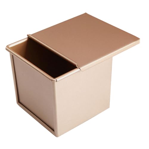Amosfun Loaf Pan mit Deckel Quadratische Nonstick Toast Backform aus Antihaftbeschichtete Backform für Sandwich Brote und DIY Backen Dicht Schließendem Deckel Goldfarben von Amosfun