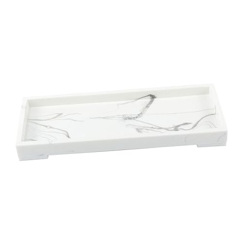 Amosfun Marmor Muster Aufbewahrungstablett Weiß Kleines Kompaktes Badezimmer Organizer Tablett Robustes Toiletten Tank Ablagetablett für Zuhause und Hotel Platzsparend und Vielseitig von Amosfun