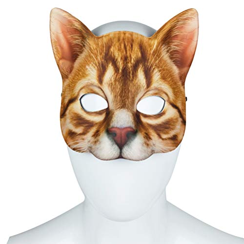 Amosfun Maske Half Eyes Cosplay Gesicht Katzenmaske Fun Cat Mask für Kostüm Maskerade Karneval Halloween Bankett (Orange Cat Style) von Amosfun