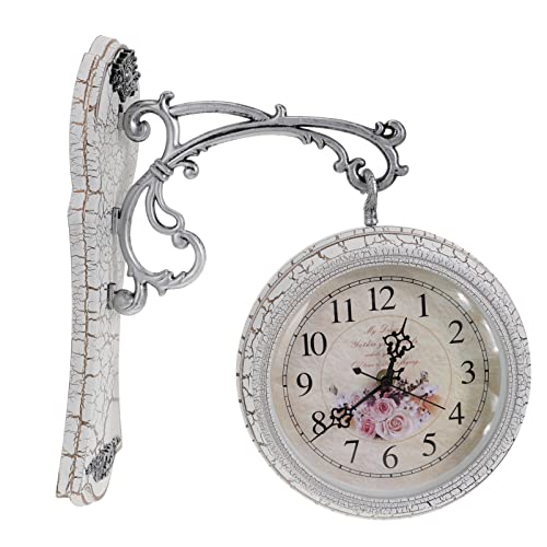 Amosfun Material Dekorative Wanduhr Hochglanz Doppelseitige Leise Alte Uhr Für Wohnzimmer Schlafzimmer von Amosfun