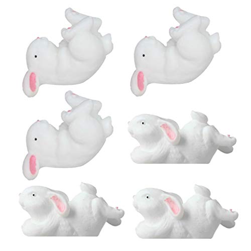 Amosfun 1 Satz 6 STK Hasendekoration Selber Machen Hase Aus Harz Tischdeko Zu Ostern Mikro-landschaftsfigur Hasenfiguren Kuchendekoration Osterhasen-kuchenaufleger Weiß Tier Füllstoff von Amosfun