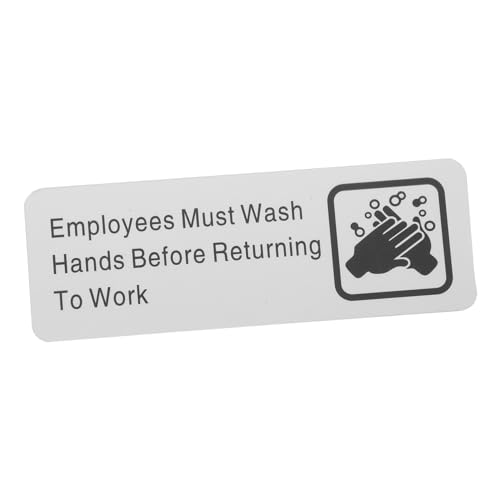 Amosfun Mitarbeiter Müssen Sich die Hände Waschen Schild Aluminium Silber Doppelseitiges Klebeband für Restaurant Büro oder Geschäft Informative Sicherheitswarnung von Amosfun