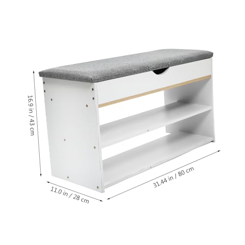 Amosfun Moderner Schuhbank mit Stauraum Klappdeckel Flurbank Sitzbank Schuhregalbank Eingang Schuhschrank Sitzfläche Flur Stauraum Weiß von Amosfun