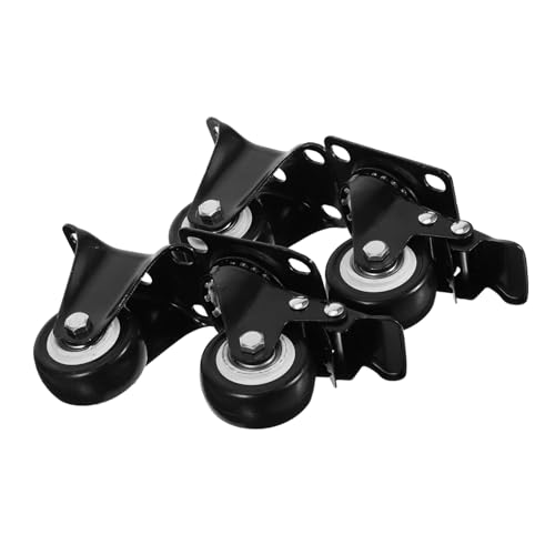 Amosfun Möbel Transportrollen Schwerlast Lenkrollen mit Bremse Flachboden Möbelrollen Lb Tragkraft Schwarze PU für Möbel Trolley Geräuscharm und Stabil von Amosfun