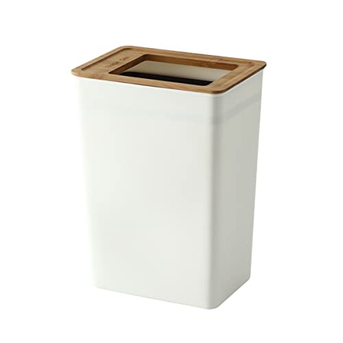 Amosfun Müllcontainer komprimierte Mülltonne Rustikaler Papierkorb Auto klein Küchenabfalleimer mit Deckel Kücheneimer Badezimmereimer mit Deckel Mini Müll Aschebehälter Mülleimer Bambus von Amosfun