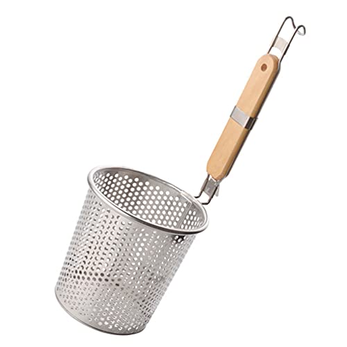 Amosfun Ramen-Topf Nudelsieb Korb feinmaschig Nudelsieb Reiskocher Sieb Skimmer Edelstahl Siebkorb Holzgriff Feinmaschig Spinnen Lebensmittel Skimmer Küche von Amosfun