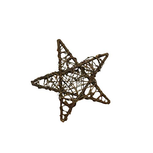 Amosfun Rattan Stern Weihnachtsbaum Stern Topper Vintage Weihnachtskranz Weihnachten Urlaub Dekorationen Ornamente 40Cm von Amosfun