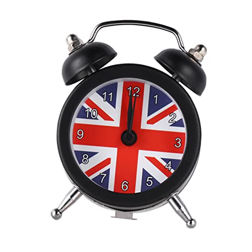 Amosfun 1stück Union Jack Muster Wecker Tischuhr Mini Alarm Uhr Für Schlafzimmer Und Büro Still Einfach Zu Bedienen Für Studenten Dekoration Schwarz von Amosfun