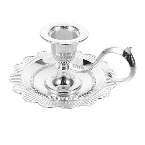 Amosfun Silberfarbene Blumen Kerzenplatte aus Robustem Metall Moderner Kerzenhalter für Hochzeit und Romantische Tischdekoration Vintage Metall Kerzenständer für Halloween und Weihnachten von Amosfun