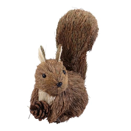 Amosfun Sisal-Eichhörnchen-Ornamente Weihnachts-Stroh-Eichhörnchen-Figuren Mit Nuss Naturstroh-Tierfiguren Weihnachts-Stroh-Ornamente Waldtiere Als Weihnachts-Wohndekoration von Amosfun