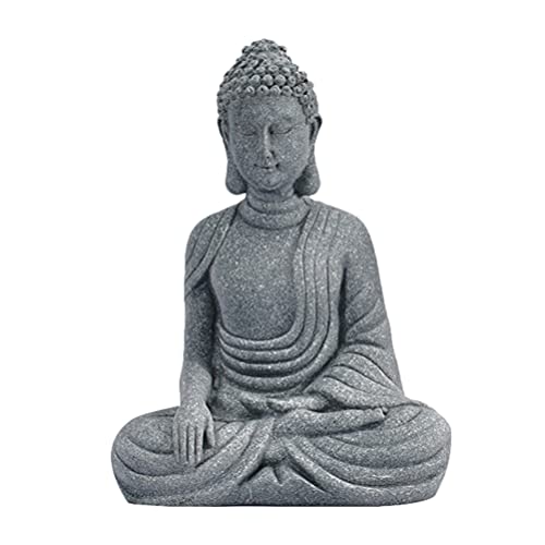Amosfun Sitzende Buddha-Figur, 10 cm, Mini-Buddha-Statue, Sandstein-Buddha-Skulptur, dekorative Buddha-Oranments für Zuhause, Meditation, Yoga, Zen-Dekoration von Amosfun
