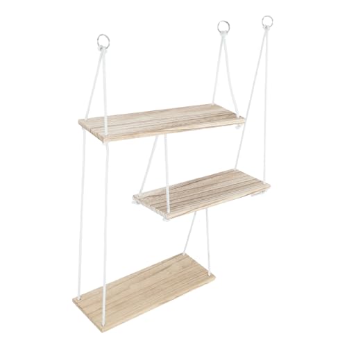Amosfun Stöckiges Boho Wandregal aus Rustikalem Holz mit Verstellbarem Seil Design Schwebende Aufbewahrung für Pflanzen Bücher und Dekoration Vielseitig für Wohnzimmer Schlafzimmer Küche von Amosfun