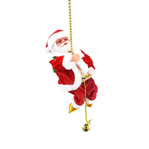 Amosfun Tanzender Nikolaus auf Seil Singender Weihnachtsmann Twerkender Kletternder Nikolaus mit Musik Bewegung Weihnachtsdeko Weihnachten Santa Claus (Ohne Batterien!) von Amosfun