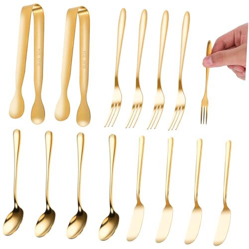 Amosfun Teiliges Besteckset aus Lebensmittelechtem Edelstahl Inklusive Appetizer Gabeln Butter Spreader Fruchtgabeln Kaffee und Dessertlöffeln Goldfarben Vielseitig für Tee und Festessen Amosfun Teiliges Besteckset aus Lebensmittelechtem Edelstahl Inklusive Appetizer Gabeln Butter Spreader Fruchtgabeln Kaffee und Dessertlöffeln Goldfarben Vielseitig für Tee und Festessen von Amosfun