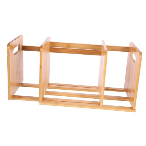 Amosfun Verstellbares Holz Bücherregal für Schreibtisch Multifunktionales Cd und Dokumenten Organizer Platzsparend und für Bürobedarf und Wohnräume von Amosfun