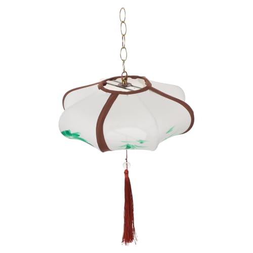 Amosfun Vintage Chinesische Stofflaterne mit Ufo-form Dekorative Pendelleuchte für Hotpot-restaurants und Wohnräume Stabile Einfach zu Installierende Orientalische Deckenlampe mit Weichem von Amosfun