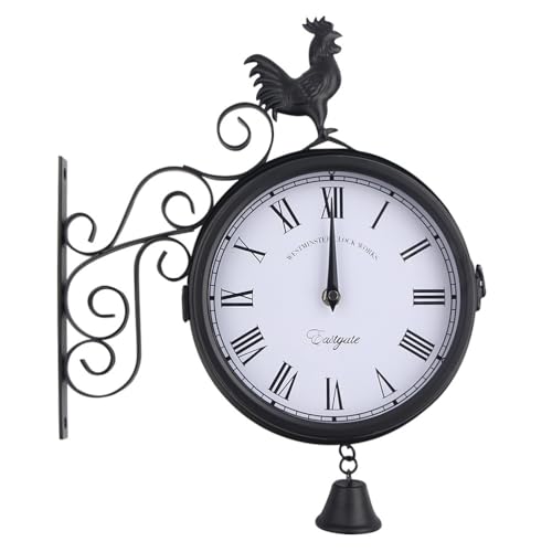 Amosfun Schmiedeeisen Wanduhr Hahn Glocke Form Leise Nicht Tickend Für von Amosfun