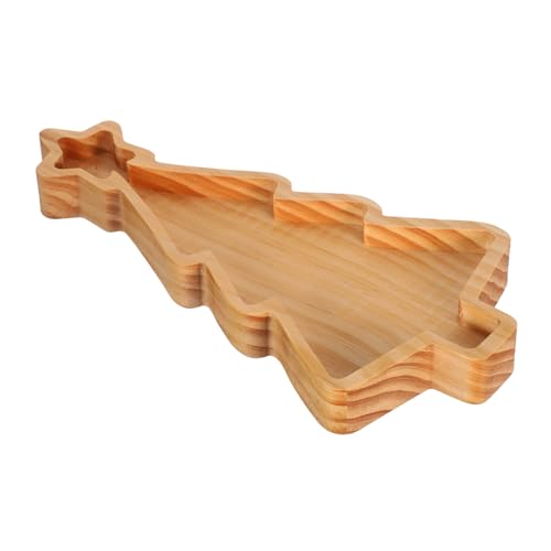 Amosfun Weihnachtsbaum Förmiges Holz Snacktablett aus Kiefernholz Festliches Servierbrett für Vorspeisen Desserts und Feiertagsfeiern von Amosfun